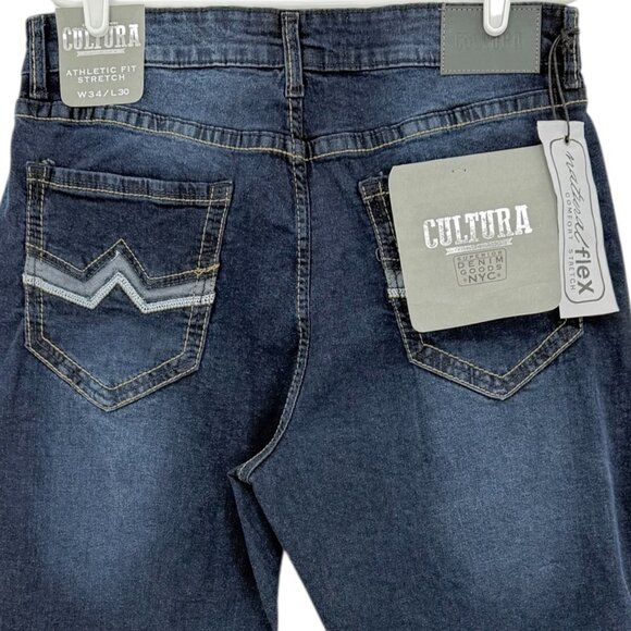 NWDEFECT Cultura Men's Athletic Fit Natural Flex Stretch Blue Denim Jeans 34x30 - Picture 4 of 12